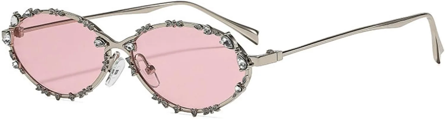 

Солнцезащитные очки Willochra маленькие круглые со стразами для женщин в стиле 90-х, блестящие, в стиле хиппи-диско, модные овальные солнцезащитные очки, C2