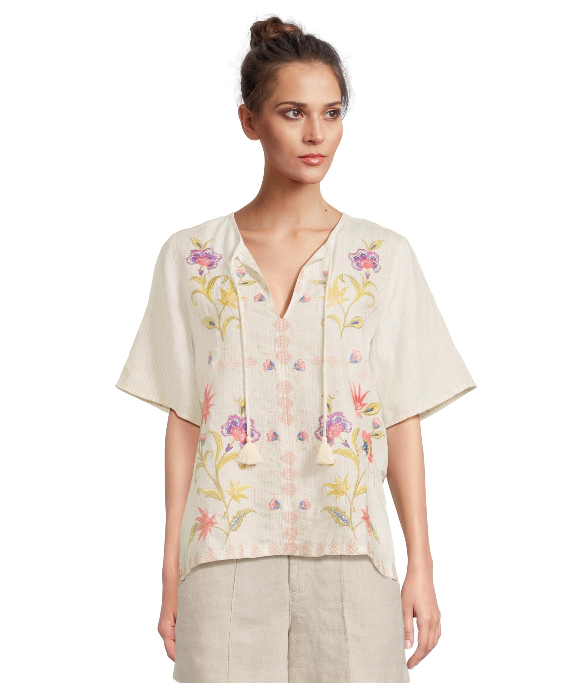 

Блуза Johnny Was Ruffle Sleeve Field Blouse, Elordi Stripe