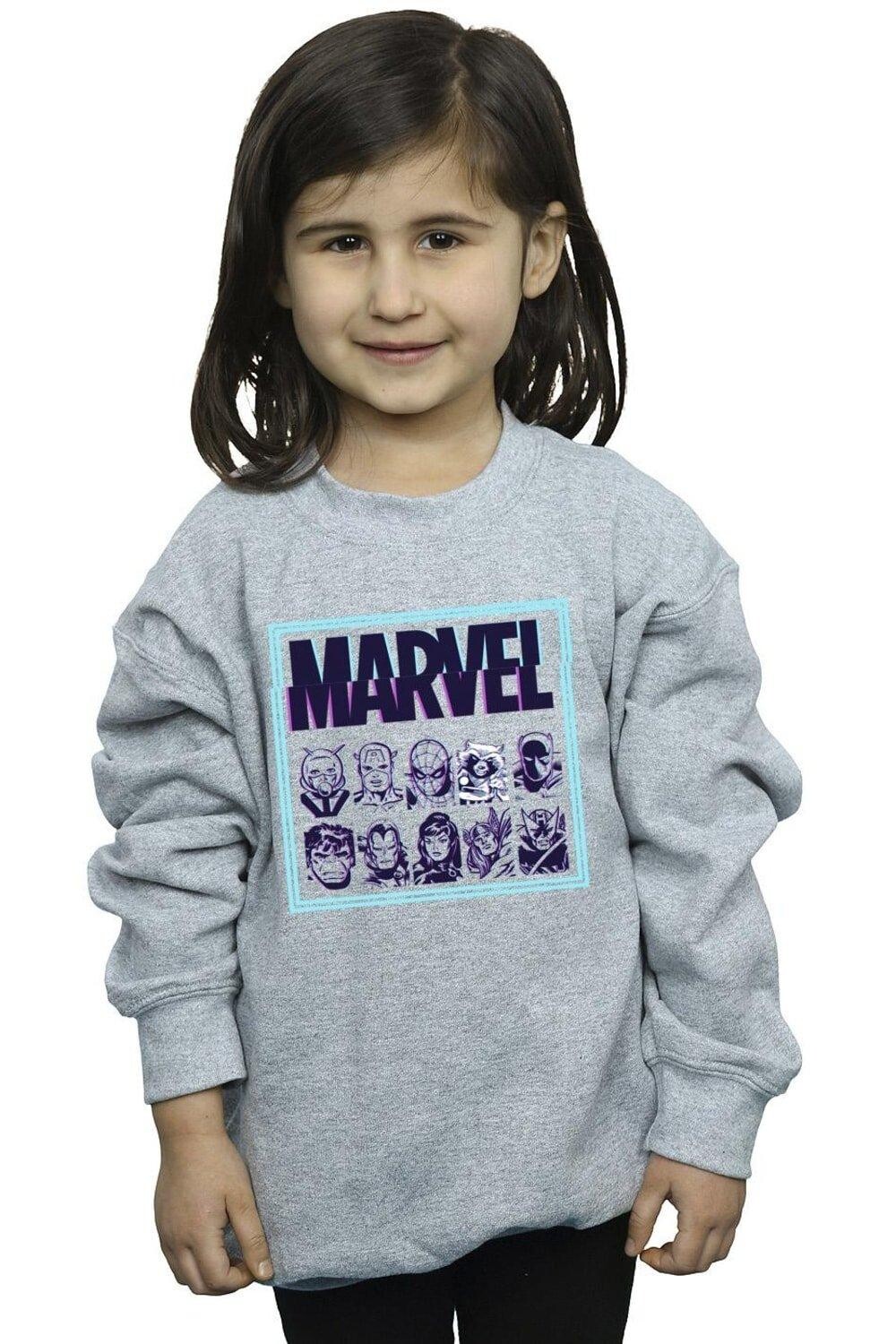 

Толстовка с изображением комиксов и глюков Marvel, серый