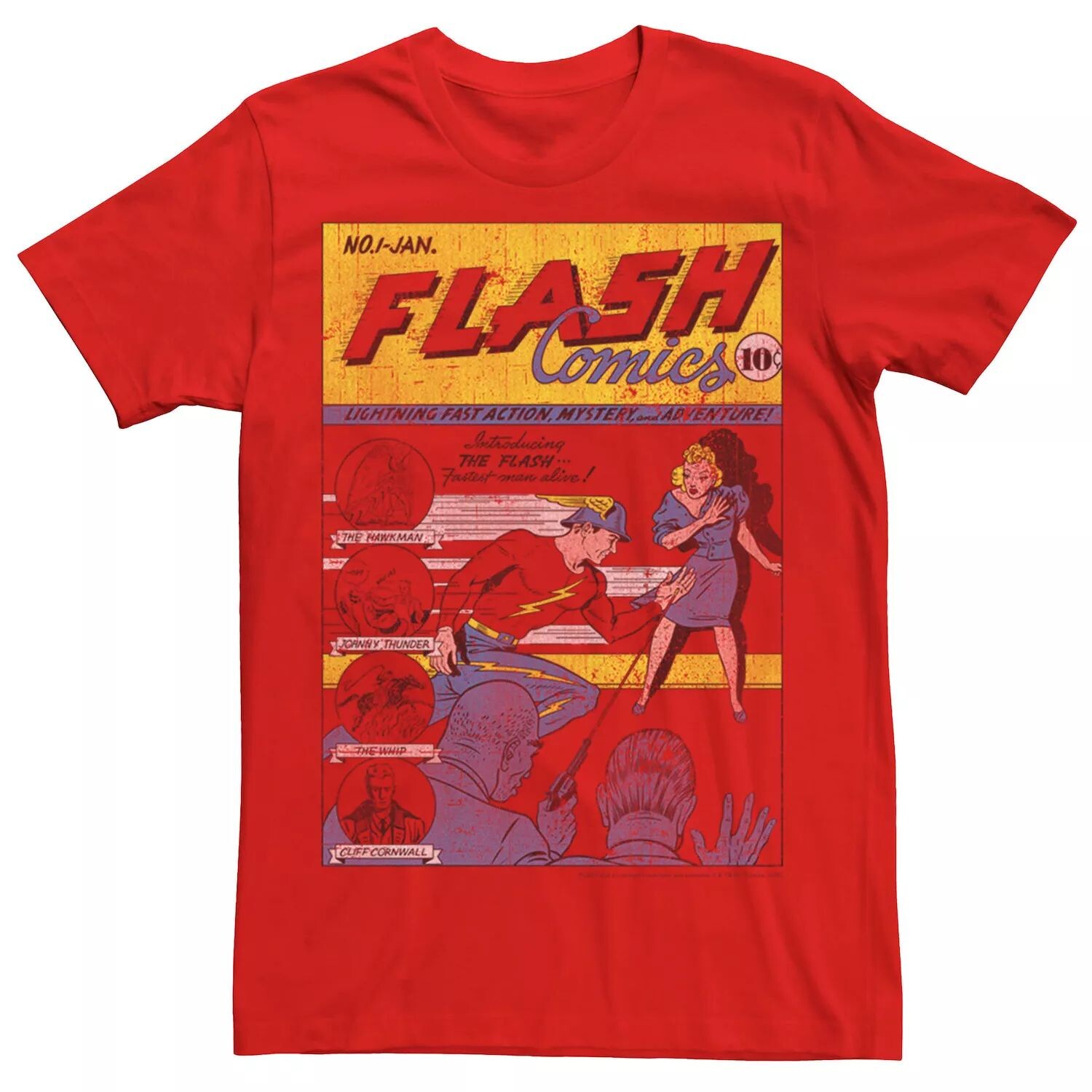 

Мужская футболка с обложкой комиксов DC The Flash в стиле ретро Licensed Character