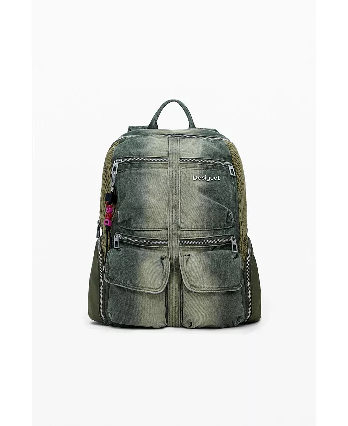 

Женский большой комбинированный джинсовый рюкзак Desigual, зеленый