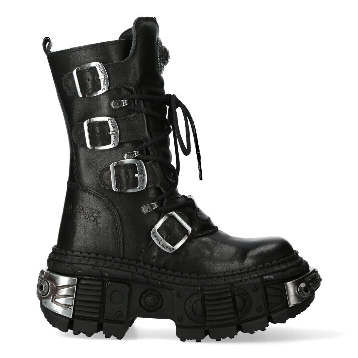 Новые ботинки New Rock Mid Calf Gothic Leather WALL1473-S3, черный