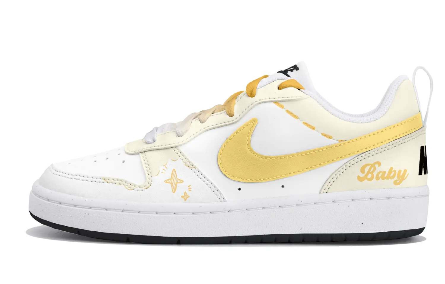 

Nike Детские низкие скейтбордистские кроссовки Court Borough из синтетической кожи, белые и желтые, для подростков