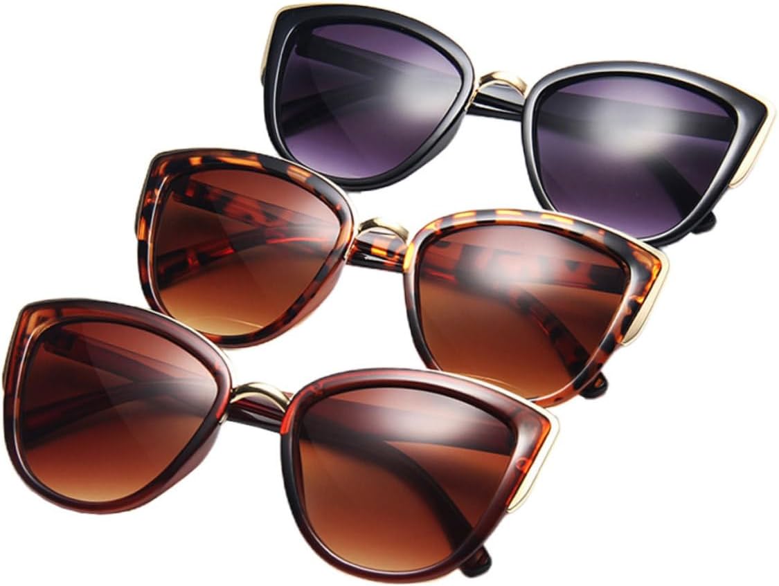 

FRCOLOR 3 шт. Винтажные пластиковые солнцезащитные очки «кошачий глаз» для женщин, для активного отдыха, модный ретро-дизайн, защита от УФ-излучения, пляжные очки, леопардовый принт, черная оправа, Assorted Color