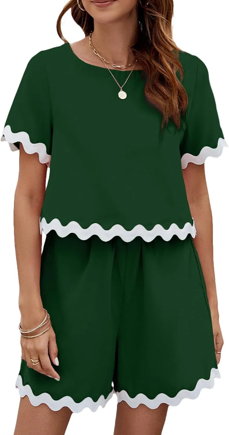 Женский спортивный костюм из топа и шорт, Generic, Mint Green — фото 2