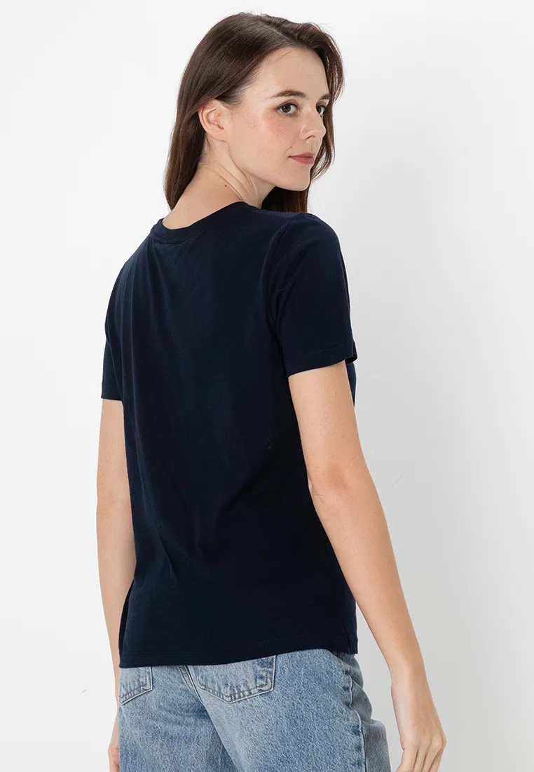 Футболка с логотипом и V-образным вырезом, Tommy Hilfiger, синий — фото 2