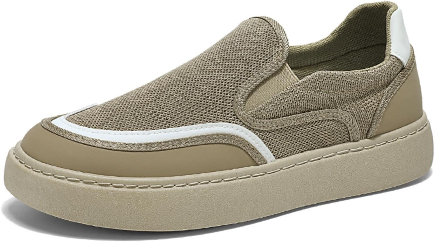 

Мужские дышащие кроссовки с сеткой без шнурков, Удобная обувь для ходьбы с мягкой внутренней частью и нескользящей подошвой для повседневного ношения Kelibasi, хаки