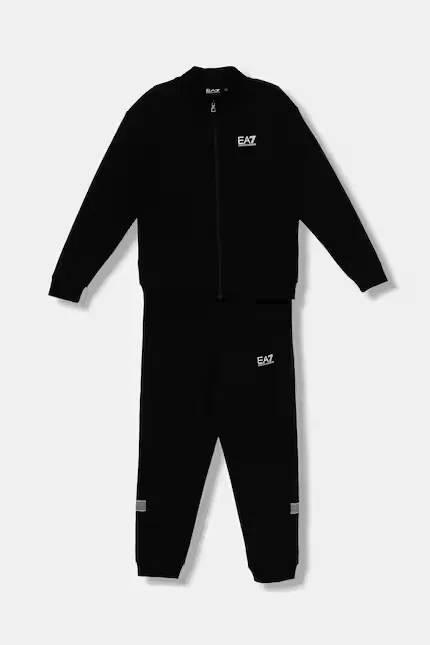 Спортивный костюм из хлопка EA7 Emporio Armani, черный