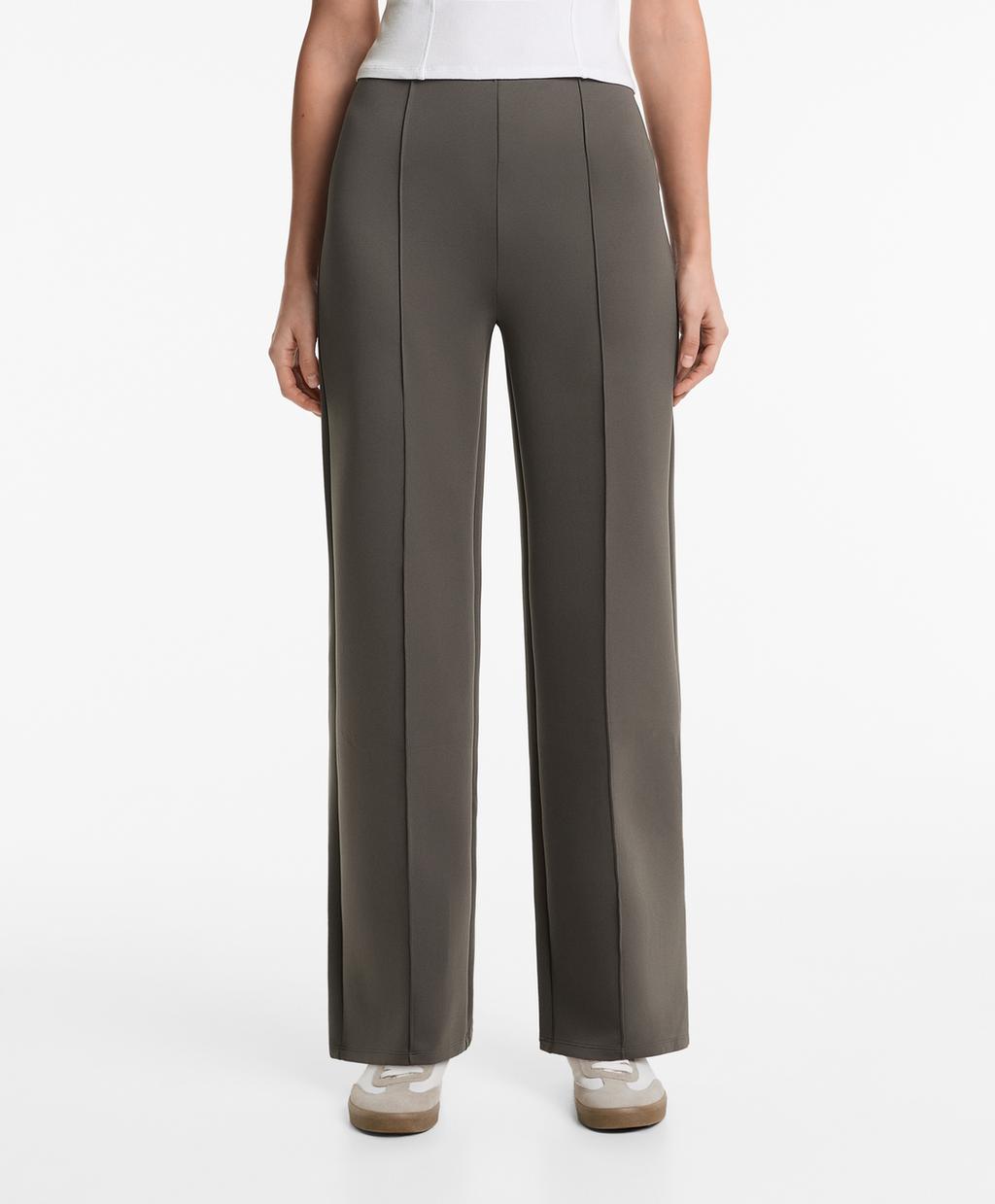 

Брюки прямого кроя с эффектом неопрена Oysho, цвет Dark Grey-Green