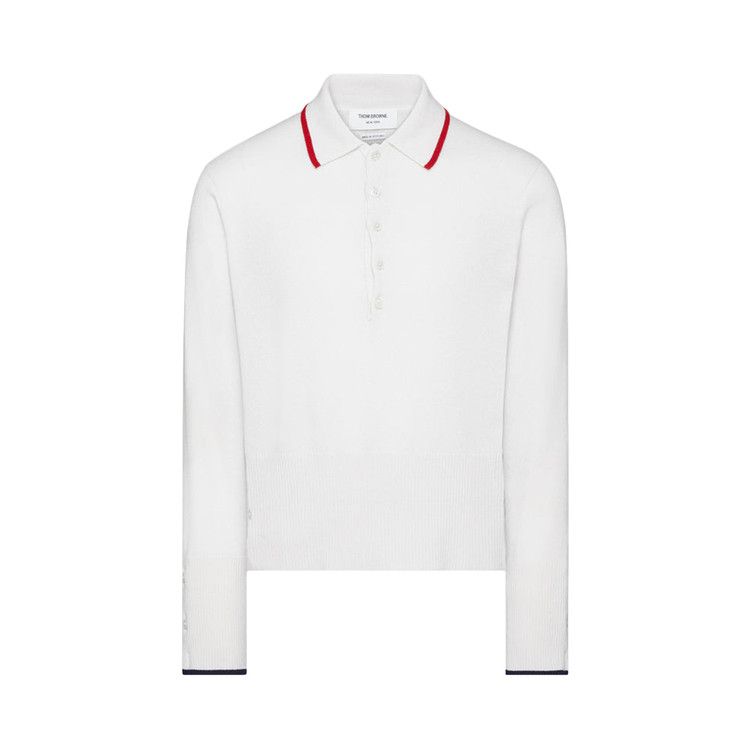 

Поло Thom Browne Browne 65 Intarsia Long-Sleeve Polo in Cashmere 'White'