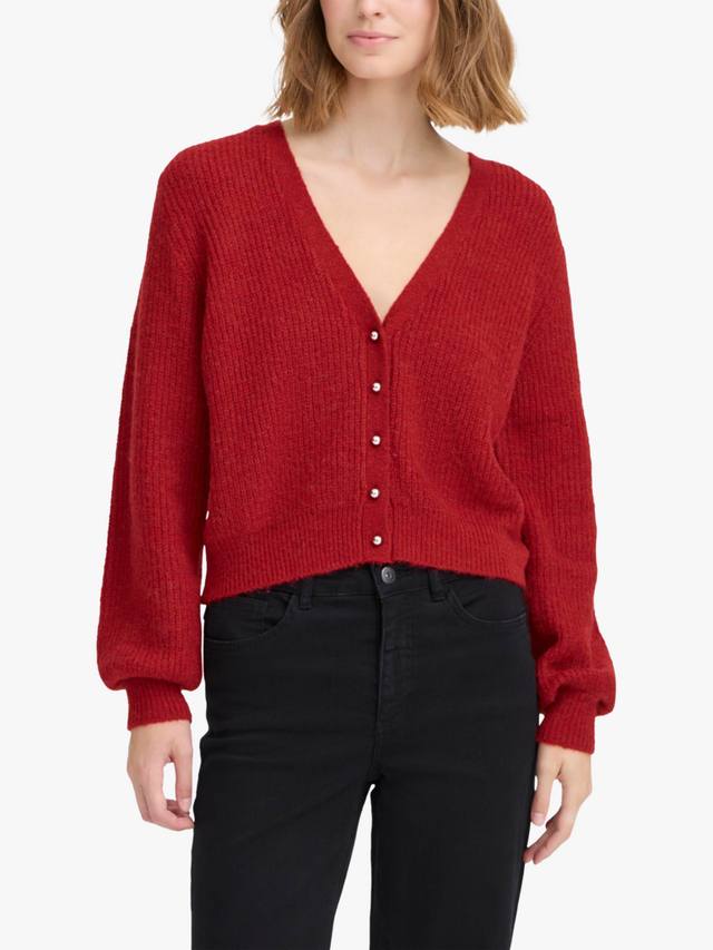 

Кардиган Marin с V-образным вырезом из шерстяной смеси ICHI, Red Dahlia Melange