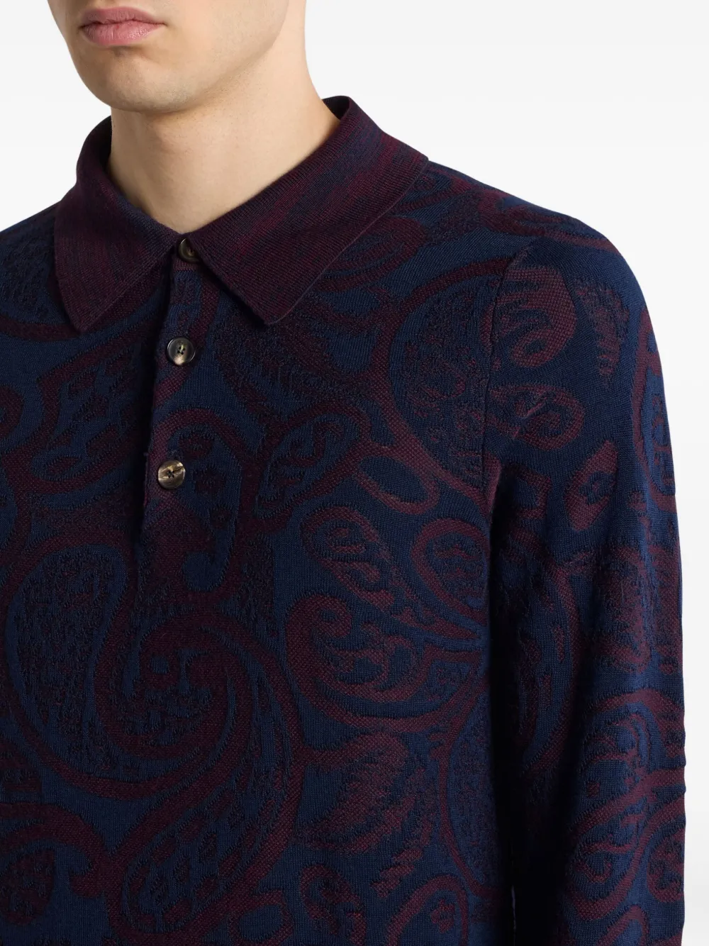 Поло из жаккардовой шерсти Etro, черный — фото 4