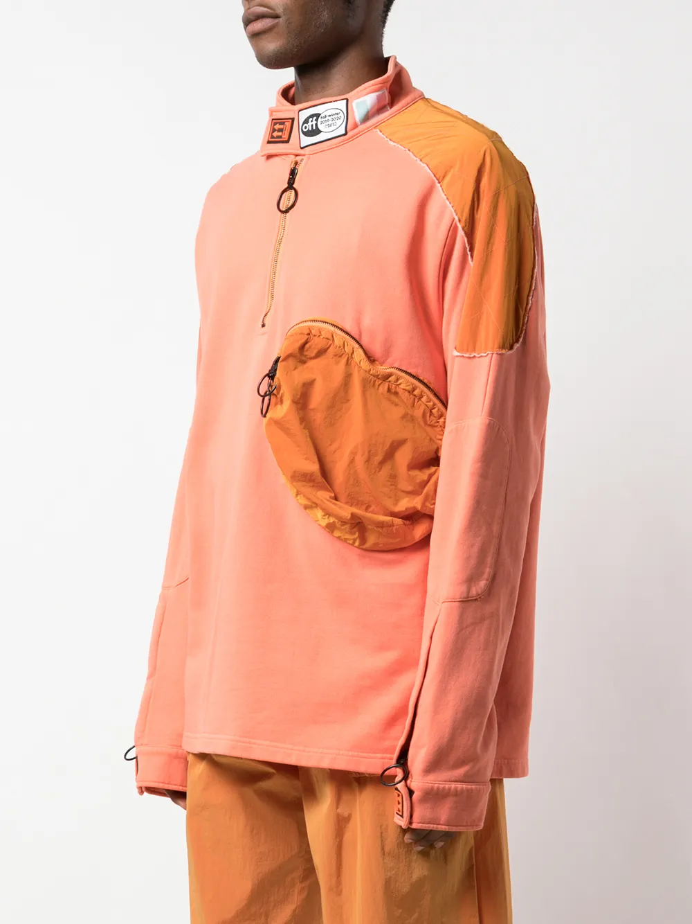 Толстовка с контрастными вставками OFF-WHITE, оранжевый — фото 3