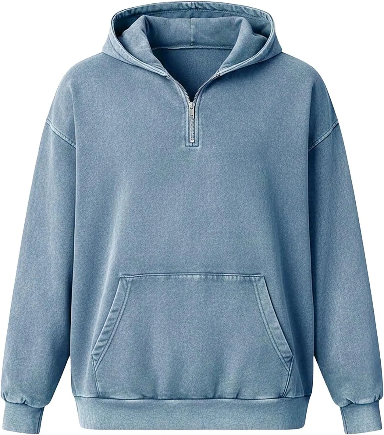 Худи мужское с капюшоном, молнией, в стиле streetwear, Generic, синий — фото 3