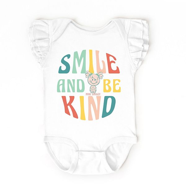 

Боди с рукавами-крылышками Mini smiley smile and be kind aria The Juniper Shop, White