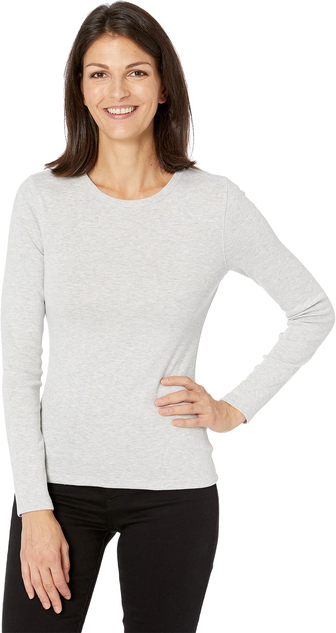 

Футболка Lilla P 1x1 Rib Long Sleeve Crew Neck Tee, серый