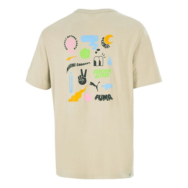 

Футболка athleisure casual sports cartoon printing round neck short sleeve khaki Puma, хаки