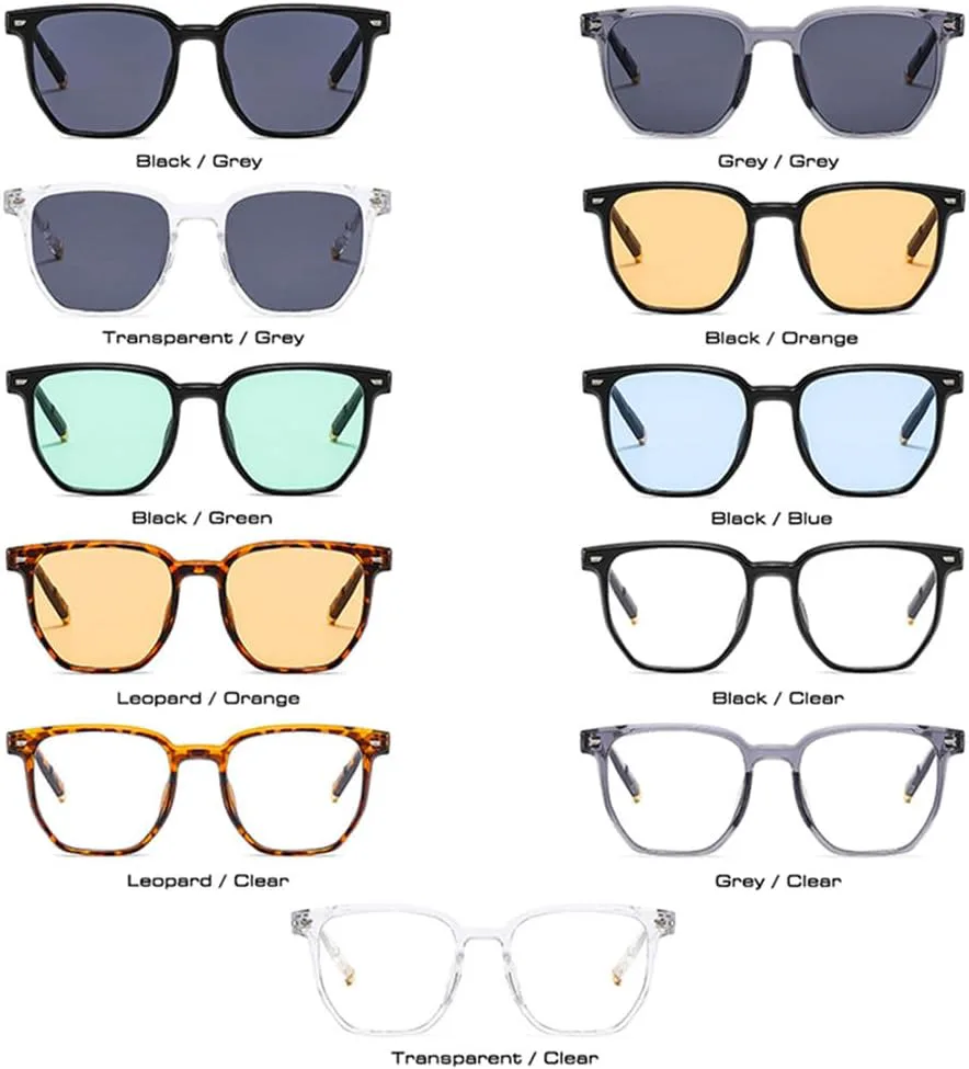 

Солнцезащитные очки UV400 для мужчин и женщин | Прозрачные линзы, заклепки, большая оправа | Для вождения и занятий спортом на открытом воздухе generic, Black Grey