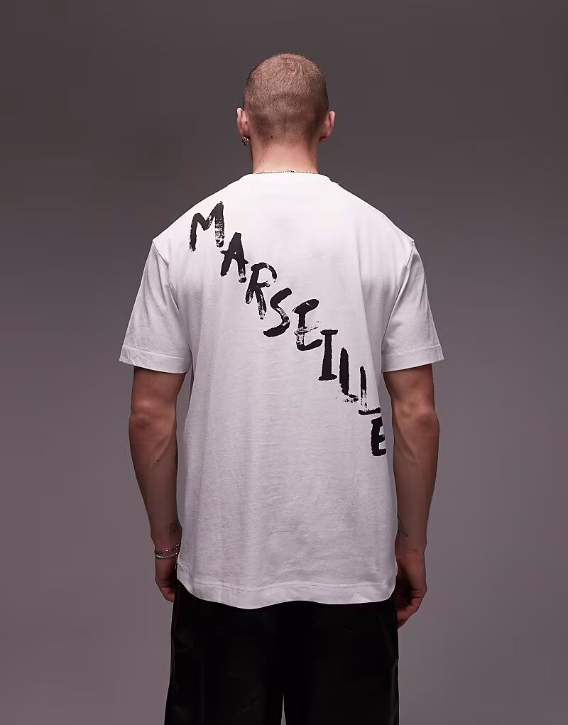 

Футболка Topman спереди и сзади с принтом «Марсель» белого цвета