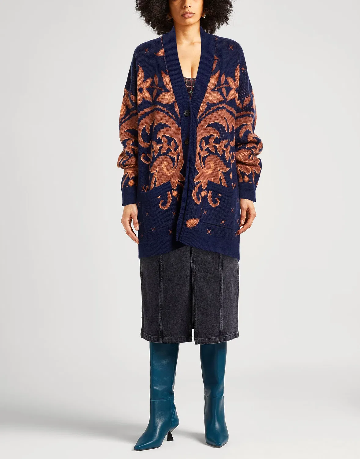Кардиган с цветочным принтом ETRO Navy — фото 2