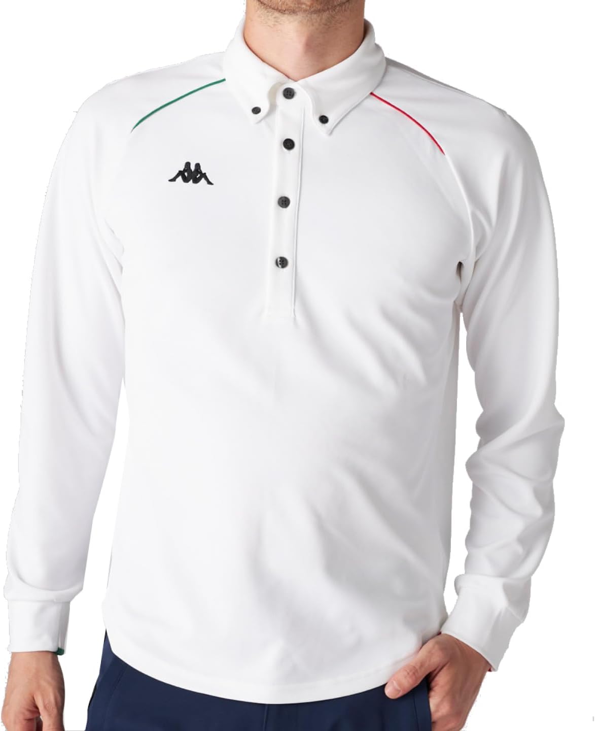 

Мужская рубашка-поло Kappa 634507, с длинным рукавом, трехцветная, белый