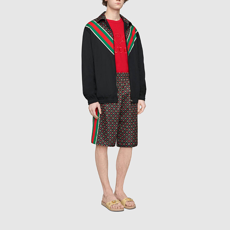 Шорты мужские Gucci с узором, коричневый / красный / зеленый — фото 2