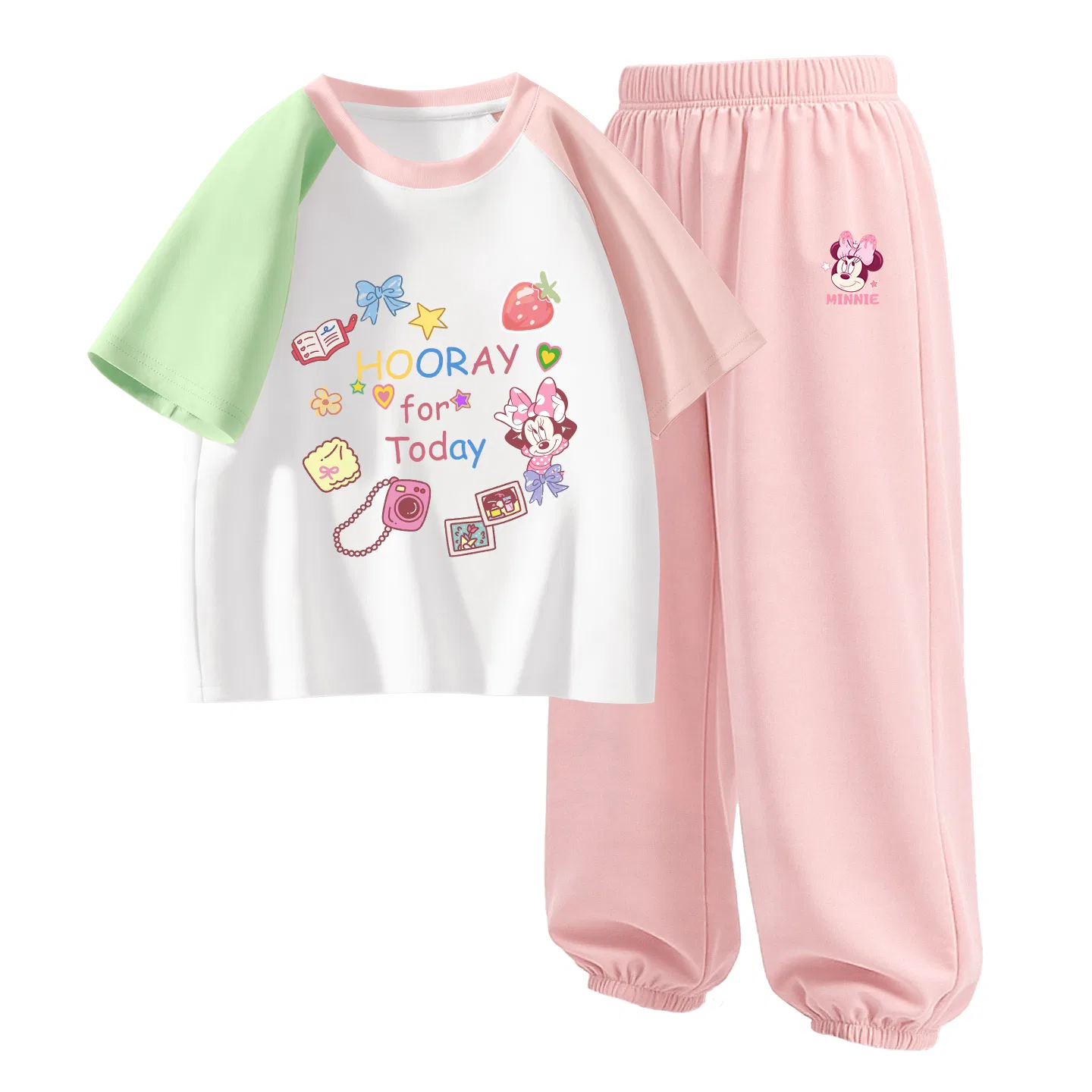 Детская повседневная спортивная футболка с круглым вырезом Disney, Diversity Green Pink+Di Sweet Gown K Soft Pink