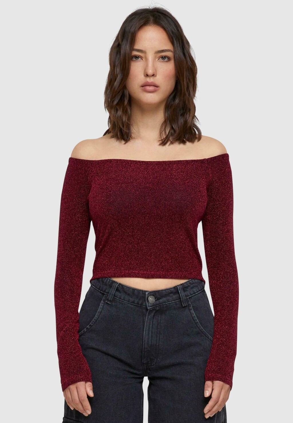 

Футболка с длинным рукавом Off Shoulder Glitter Urban Classics, цвет burgundy