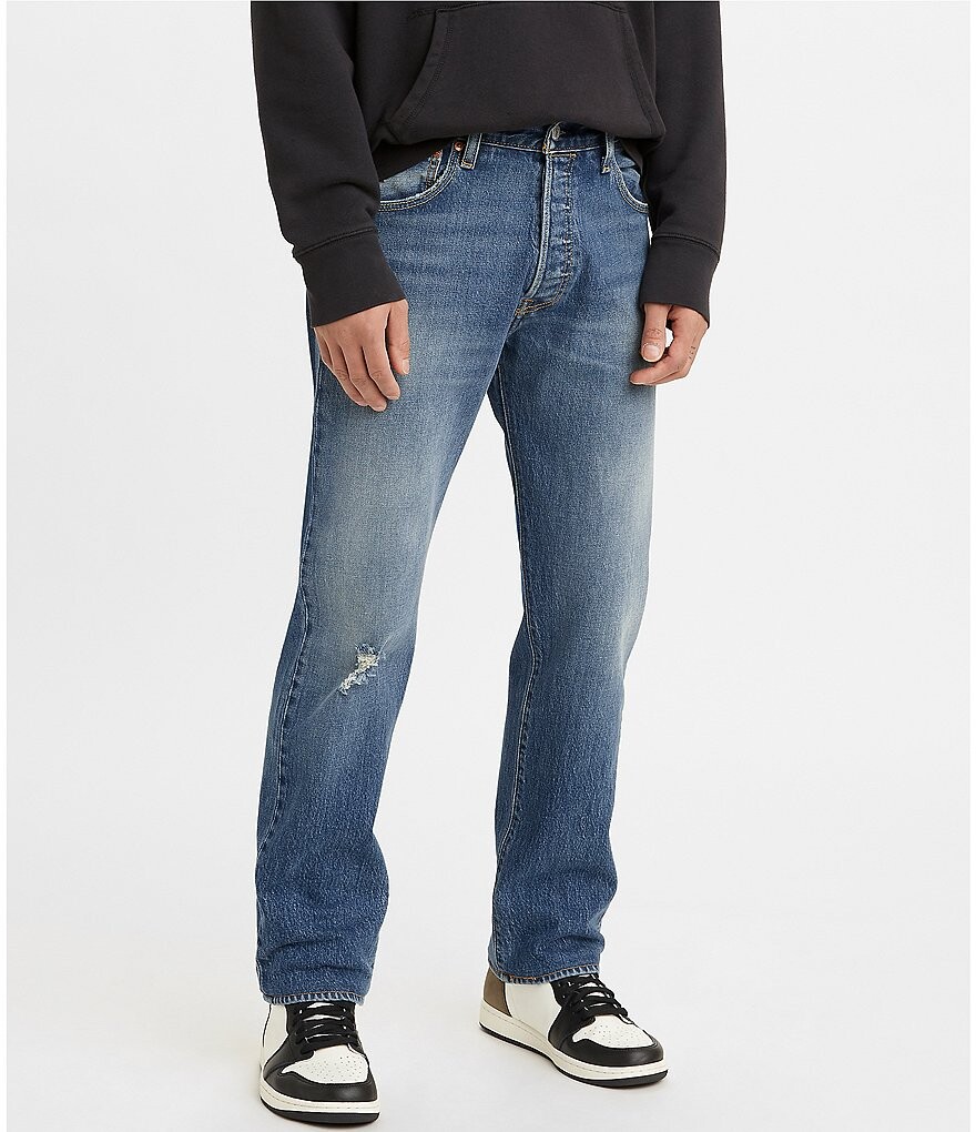 

Levi's 501 '93 Эластичные джинсы с деструкцией оригинального кроя, синий