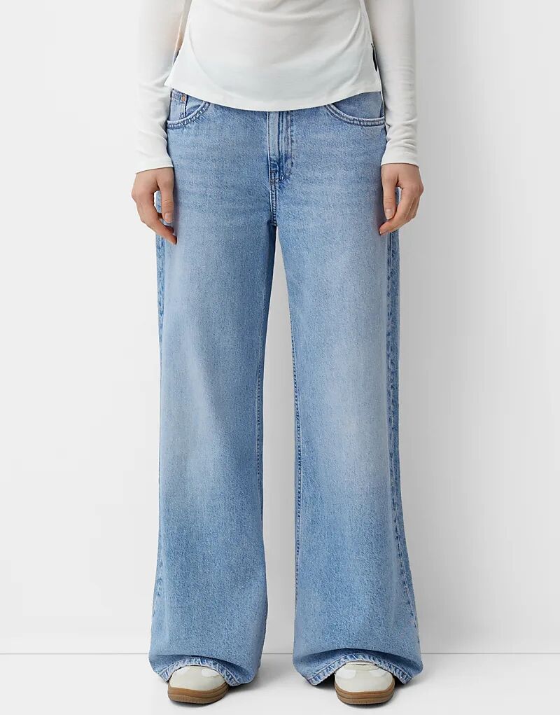 

Джинсы Bershka Wide Legs, средне-синего цвета