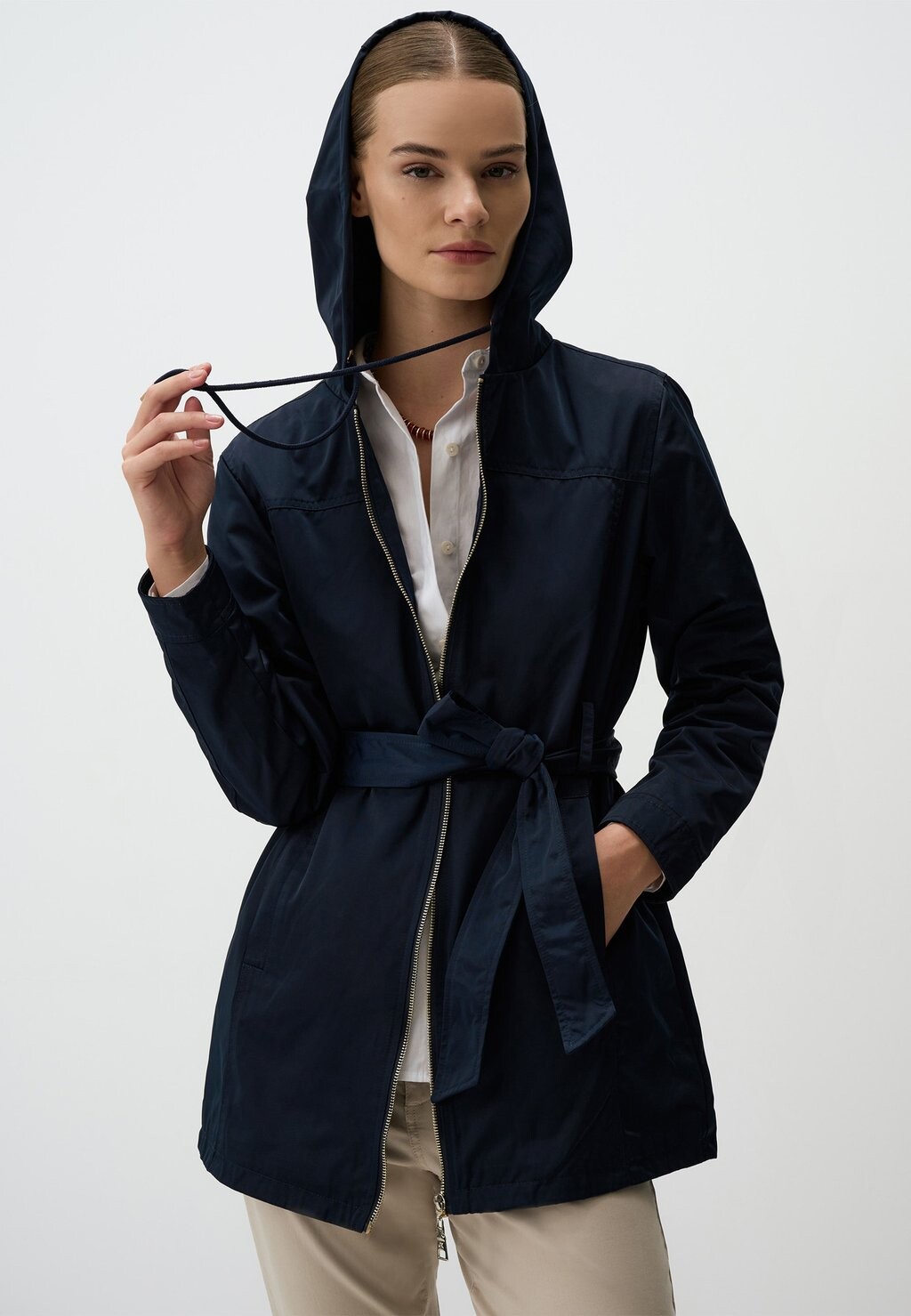 

Короткое пальто HOODED WITH WAIST TIES Jimmy Key, темно-синий