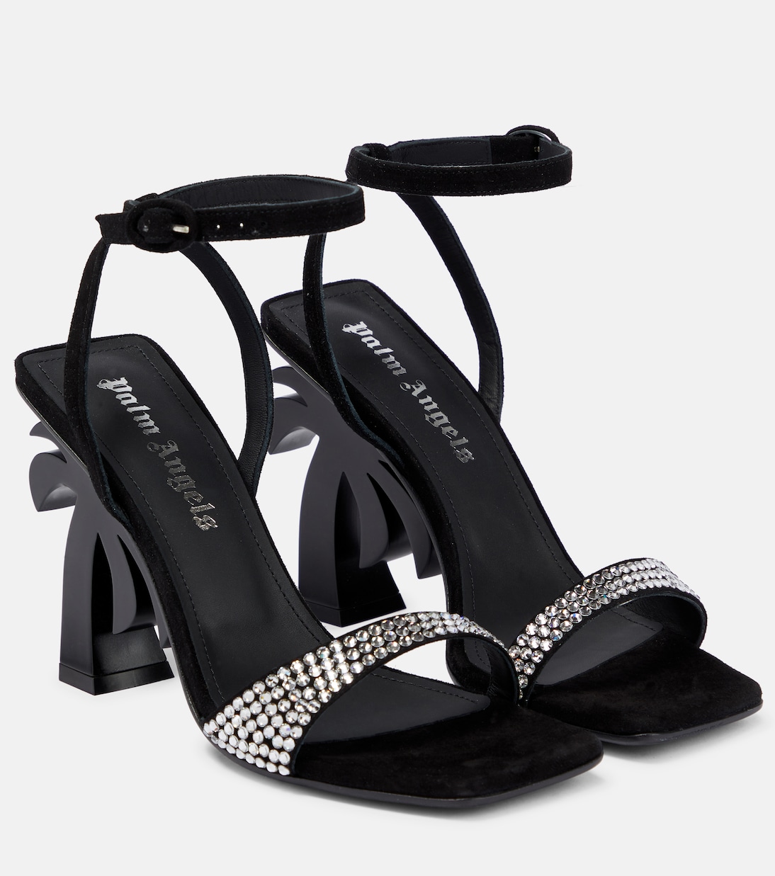 Сандалии из замши с пальмовым декором Palm Angels, Black Glittered