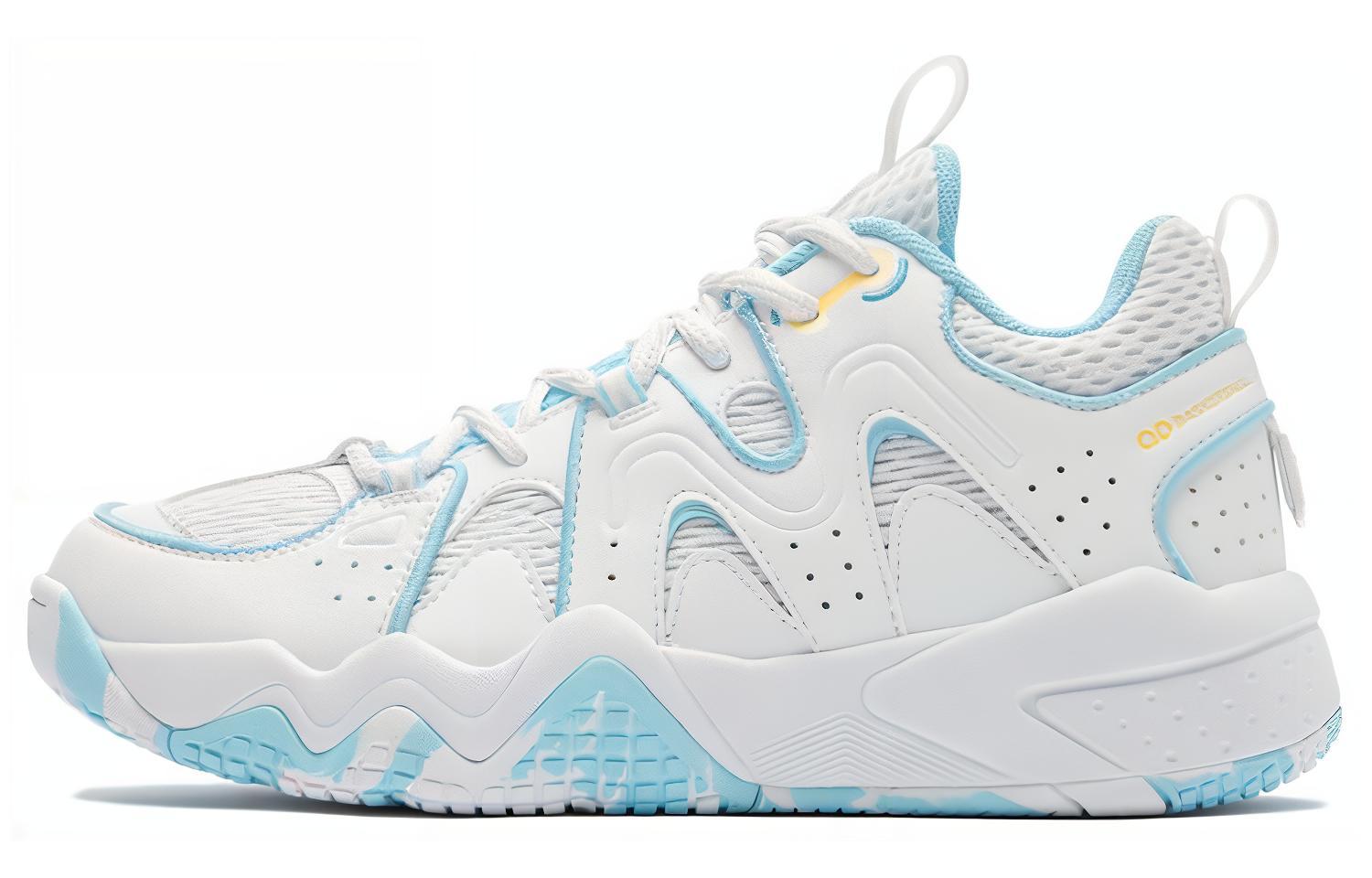 

QIAODAN Женские баскетбольные кроссовки Mid Top с противоскользящей подошвой бело-голубые, цвет White Blue