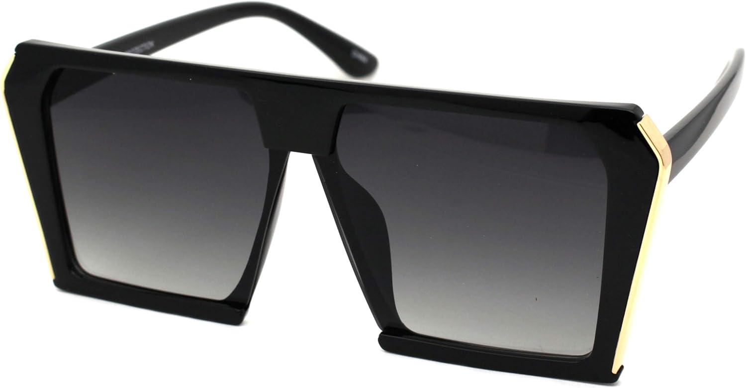 

Женские солнцезащитные очки большого размера с геометрическим рисунком, плоской верхней частью, квадратными металлическими боковинами и защитой от УФ-излучения UV 400 PASTL, Black (Smoke)