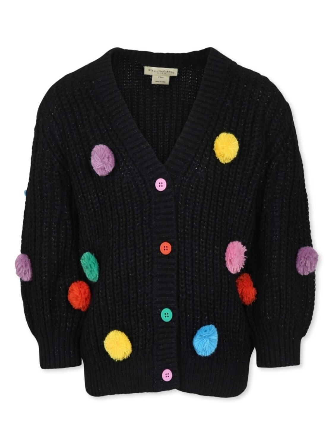 

Stella McCartney Kids кардиган с помпонами, черный