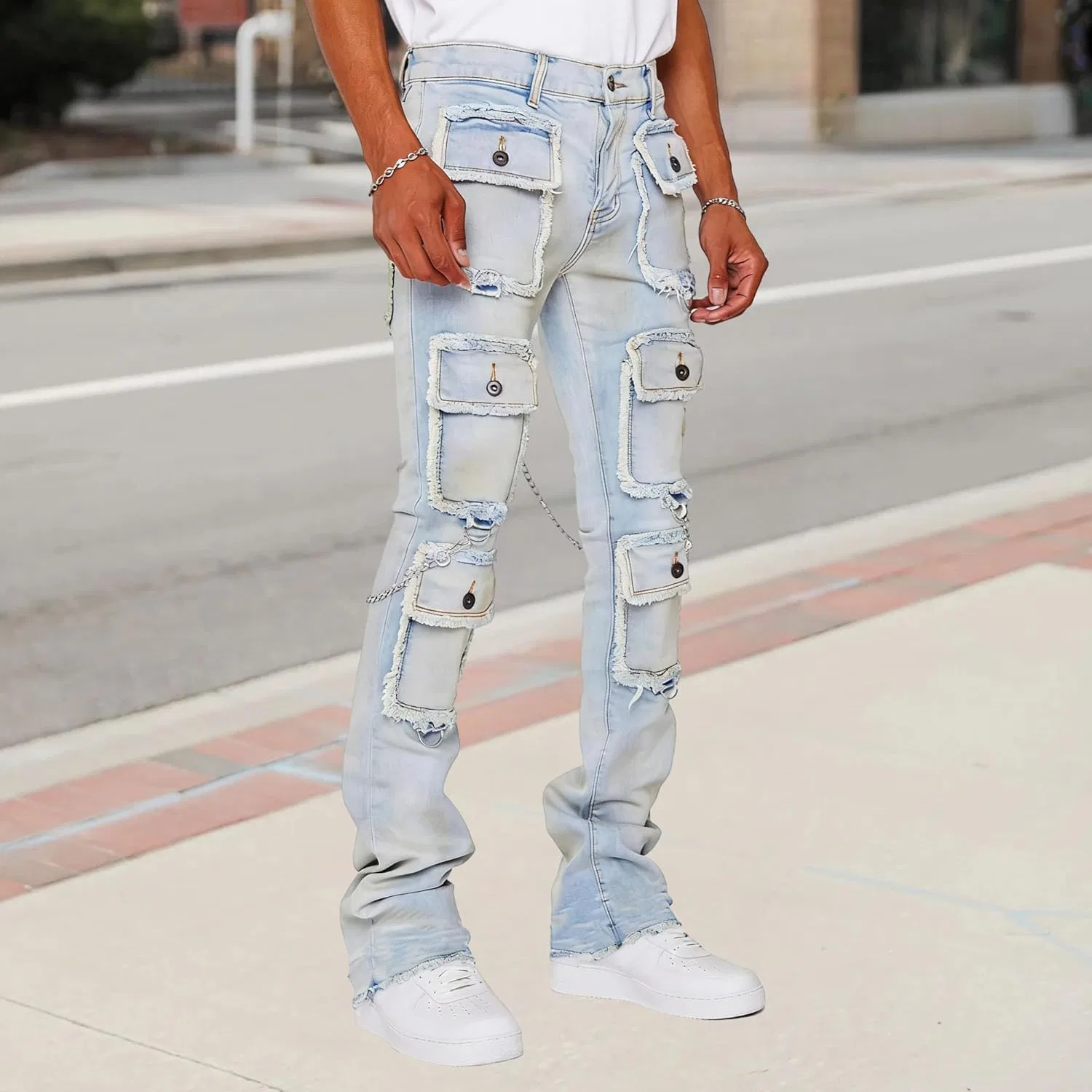 Джинсы карго, slim fit, Light Blue — фото 2