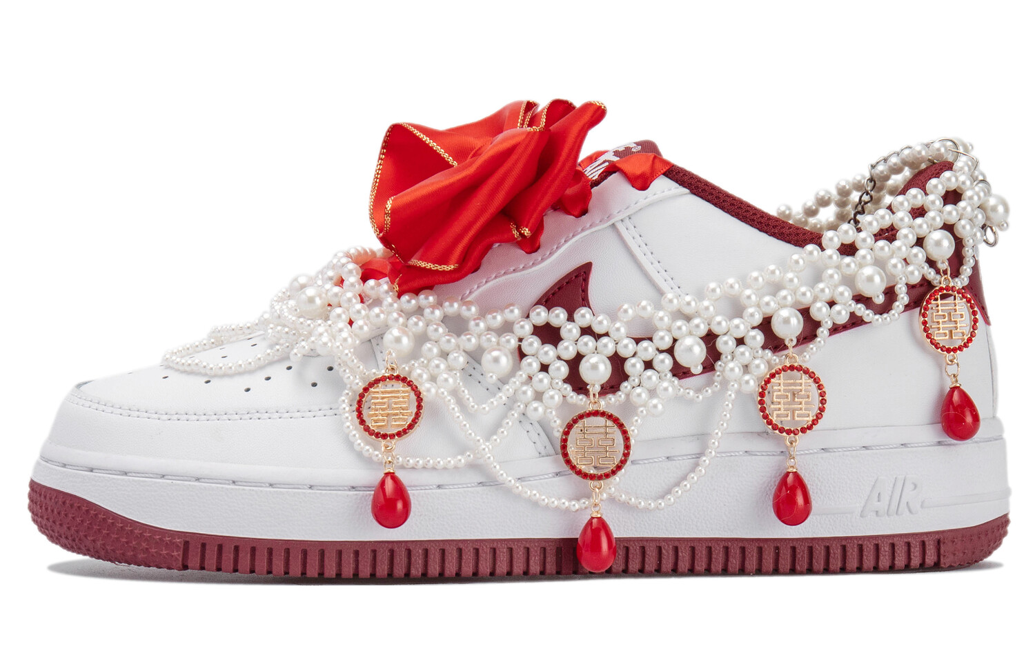 

Кроссовки Nike Air Force 1 Skateboarding Shoes Women's Low-top White/red, красный
