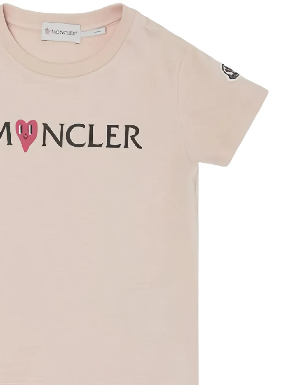Хлопковая футболка с логотипом в виде сердца Moncler Enfant, розовый — фото 2