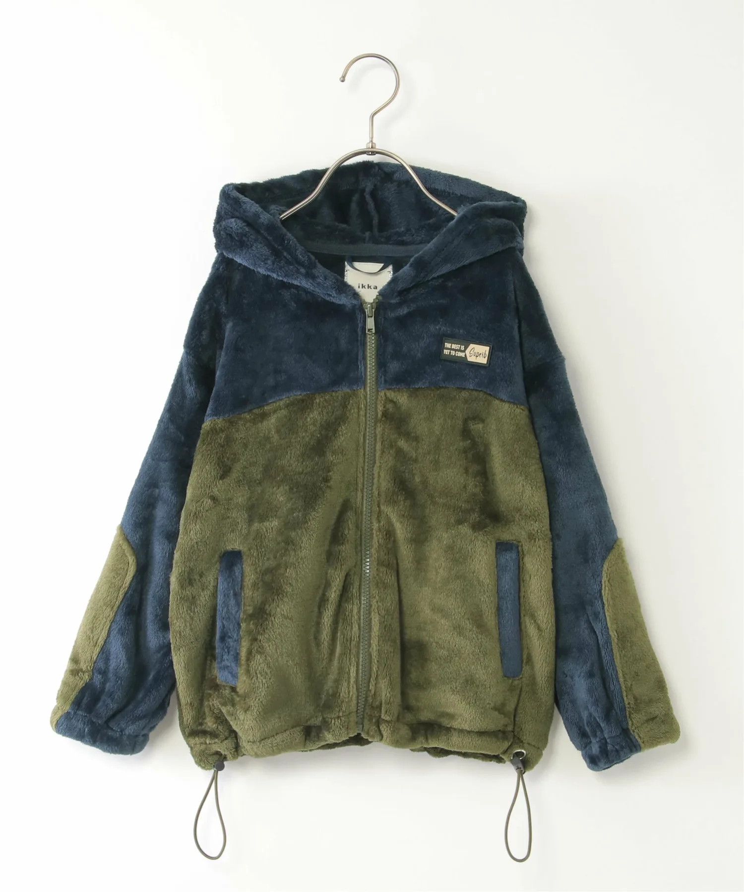 Толстовка на молнии с меховой подкладкой и нагрудной панелью (110~160 см) Ikka, Dark Olive