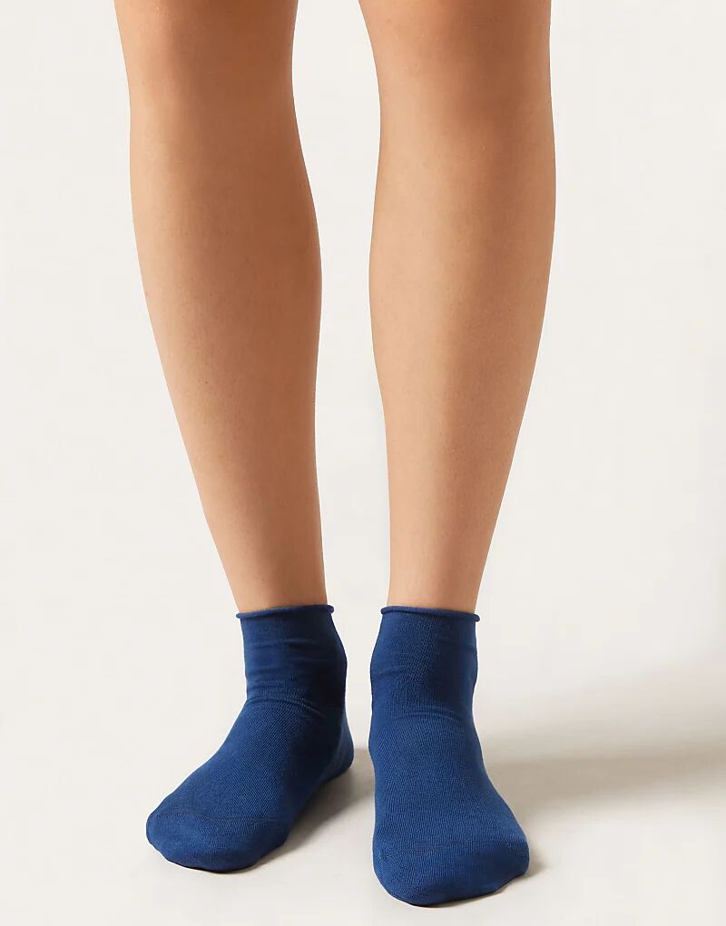 

Короткие носки без резинки Calzedonia Cotton светло-голубого цвета