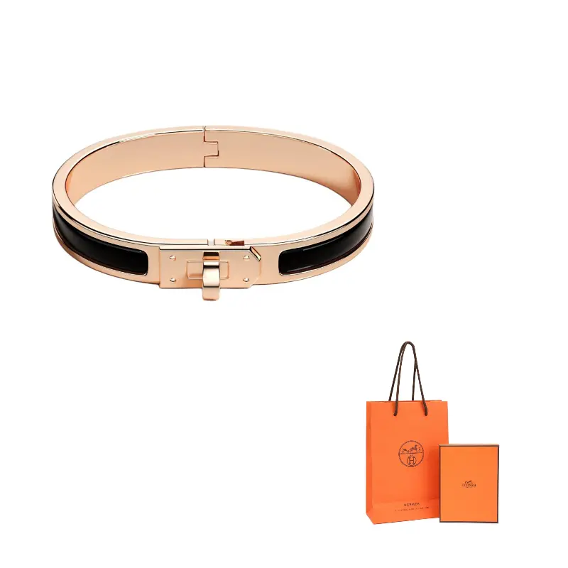 

HERMES Мини-браслет Clic Kelly с эмалью и покрытием из розового золота, унисекс, Rose Gold