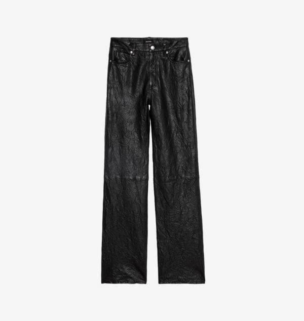 

Кожаные брюки Elio с высокой посадкой и прямым кроем Zadig&Voltaire, черный