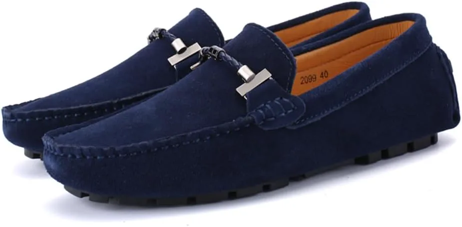 

Мужские лоферы ручной работы из замши без шнурков, удобные повседневные мокасины для вождения, дышащие туфли-лоферы Abborora, темно-синий