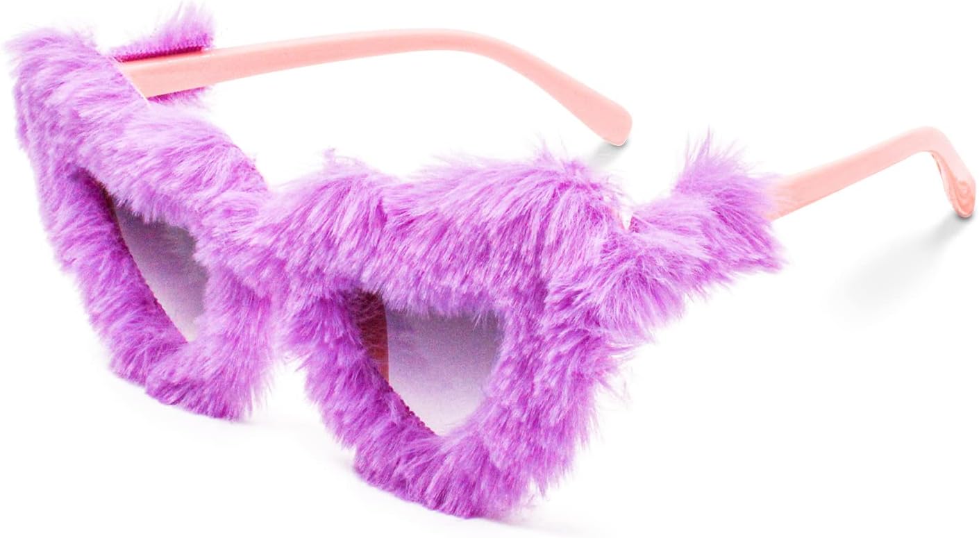 

Женские пушистые солнцезащитные очки в форме сердца, стильные очки в мягкой оправе для фестивалей, костюмированных мероприятий и вечеринок. Аксессуары для вечеринок ailov, Purple