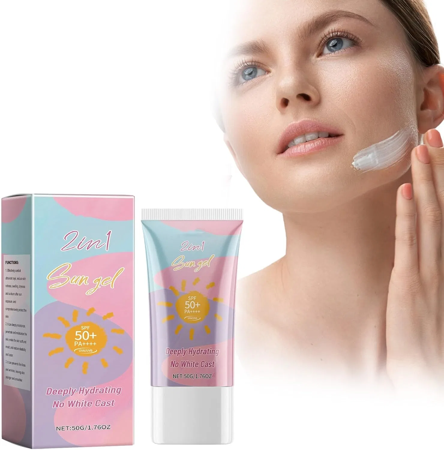 Солнцезащитный лосьон SPF50 освежающий увлажняющий, 70 г, розовый — фото 2