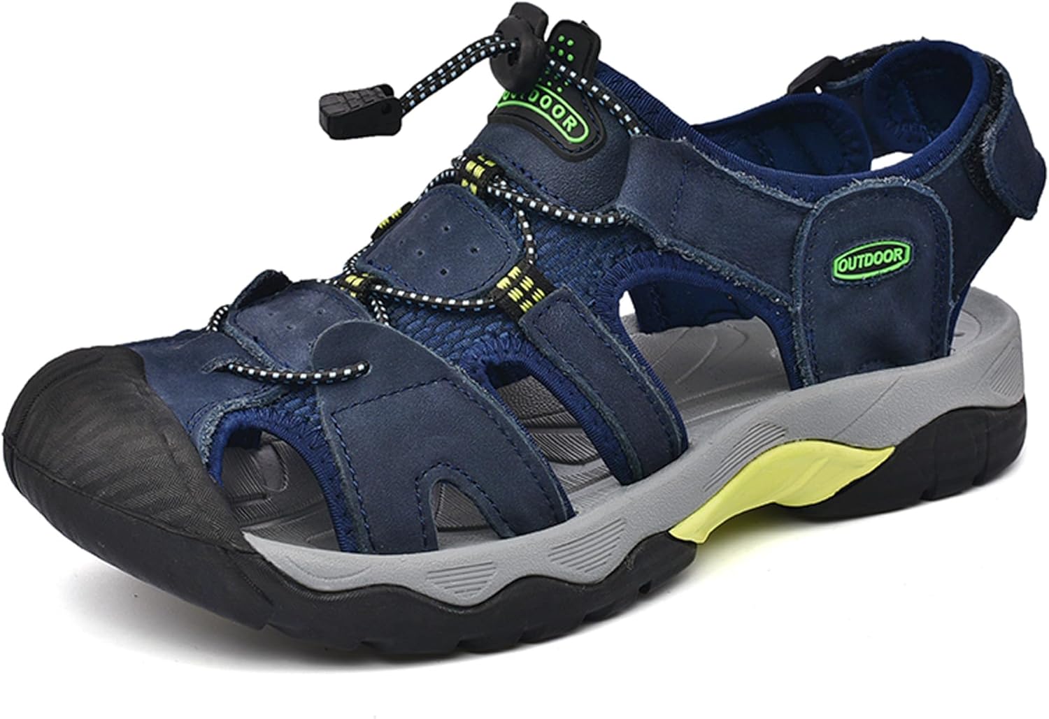 

Мужские кожаные сандалии для походов Мужские спортивные сандалии Открытые походные сандалии с закрытым носком Кожаные легкие спортивные сандалии для треккинга Повседневные сандалии Водонепроницаемые обувь Vtiao, синий
