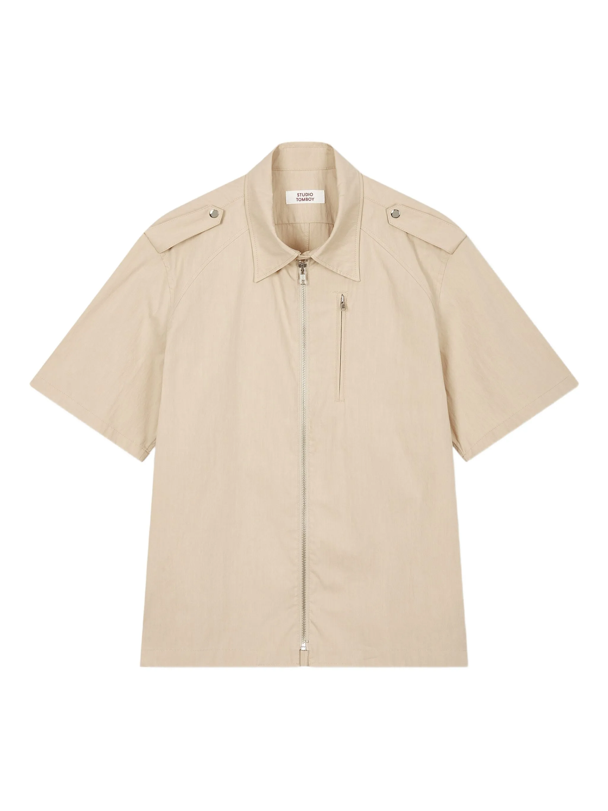 

Рубашка на молнии с короткими рукавами Studio Tomboy, бежевый