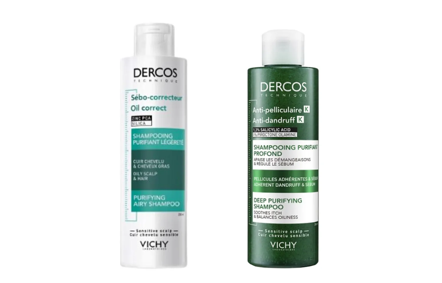 Набор шампуня и кондиционера унисекс Vichy, Two-Piece Set: Oil Control Balancing Shampoos 200ml+Anti-Dandruff Treatment Shampoos 250ml