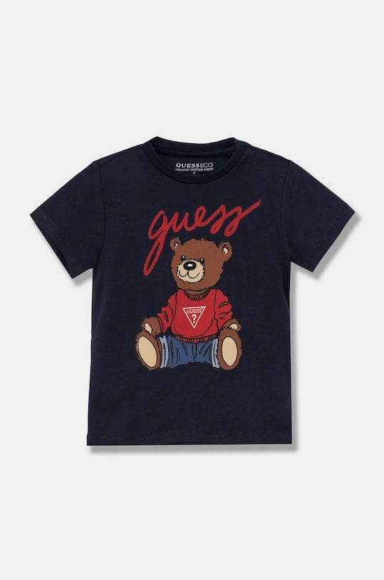 

Детская хлопковая футболка Guess, темно-синий