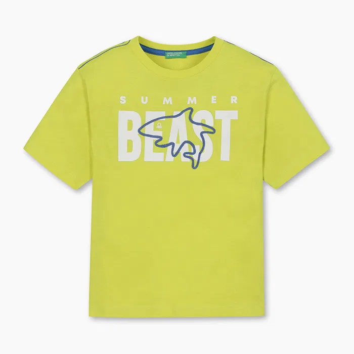 Детская летняя футболка с графическим принтом лавандового цвета от Benetton Kids